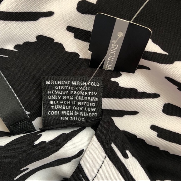 New Directions ND Black and White Keyhole Crepe Shift Dress XL New - Picture 6 of 6